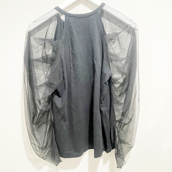 SEE BY CHLOE REVOLVE Women’s Black Crewneck Long Tulle Sleeve Top Blouse Size XS - Picture 3 of 8